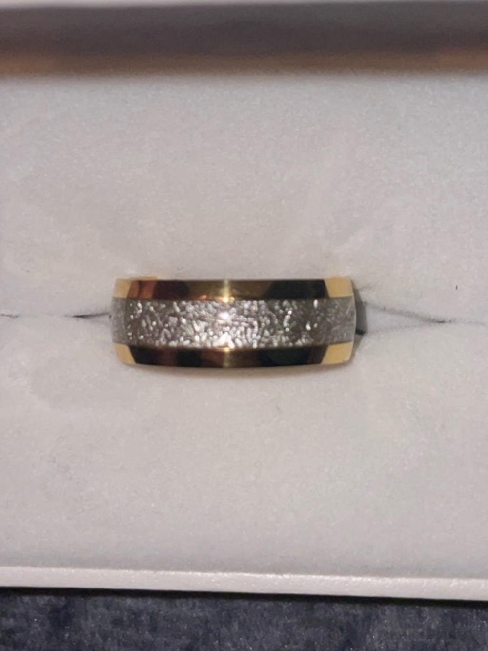 Two-Tone Textured Band Ring — Gold and Silver